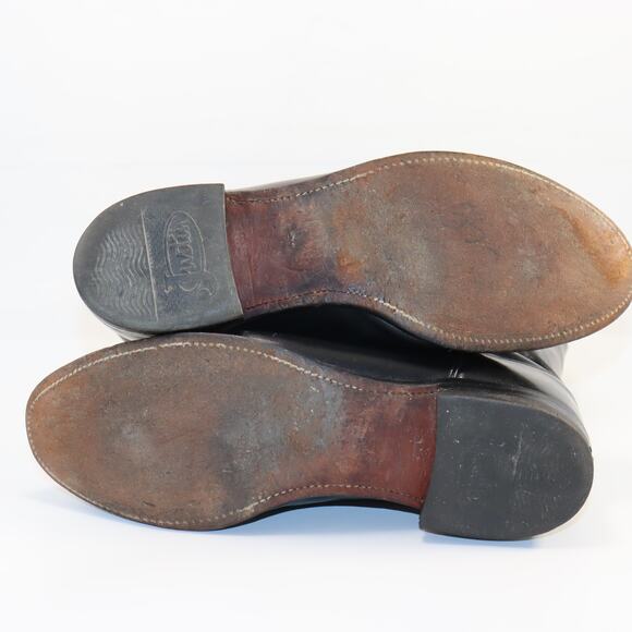 Justin 3133 Black Leather Roper Boots Made in USA Size 9D - Picture 6 of 6